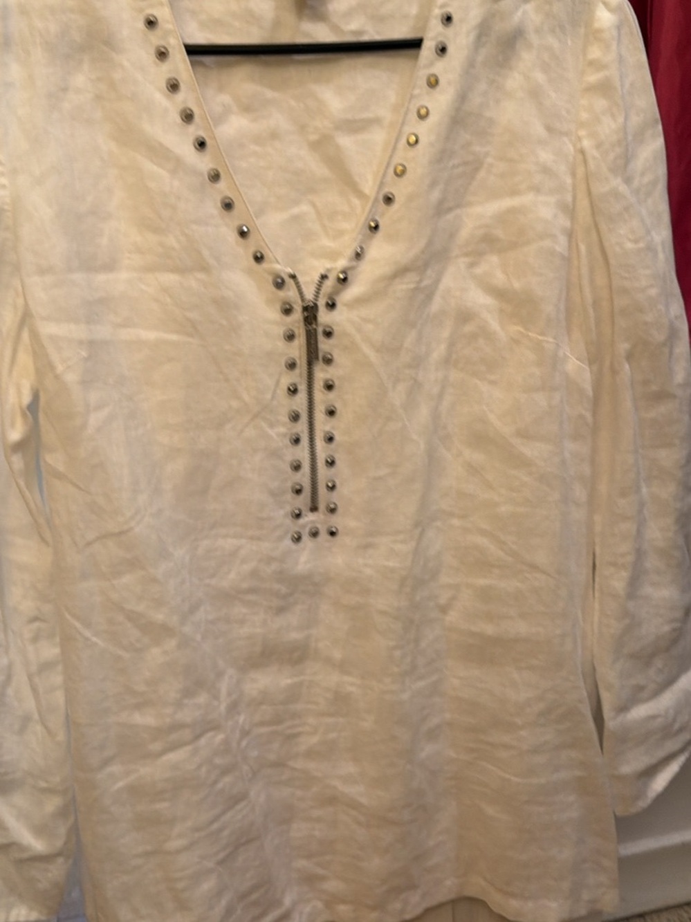Michael Kors Cream V-Neck Tunic with Stud Detail